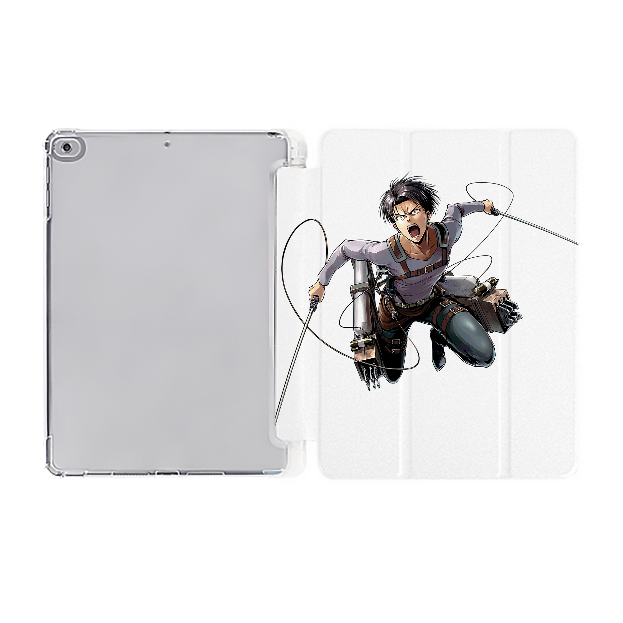 （画像用） 進撃の巨人 リヴァイ·アッカーマン Attack on Titan Levi Ackerman IPad ケース ペン収納付き 三つ折りスタンド PUレザー×シリコン 対応機種9.5/10.5/10.9インチ